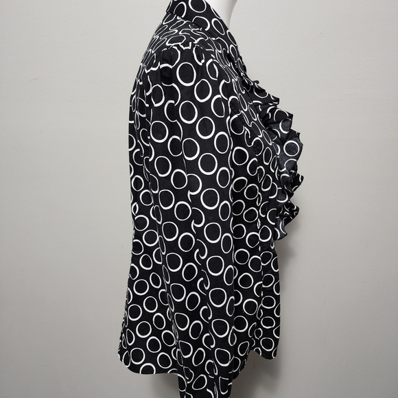 Anthropologie Hester & Orchard Black white ruffle button down size large - Picture 3 of 8